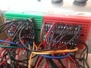 The red and green displays wired up